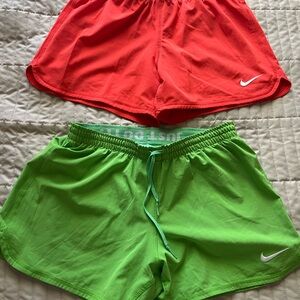 Set of Nike Dri-FIT Light Green and Orange Athletic Shorts